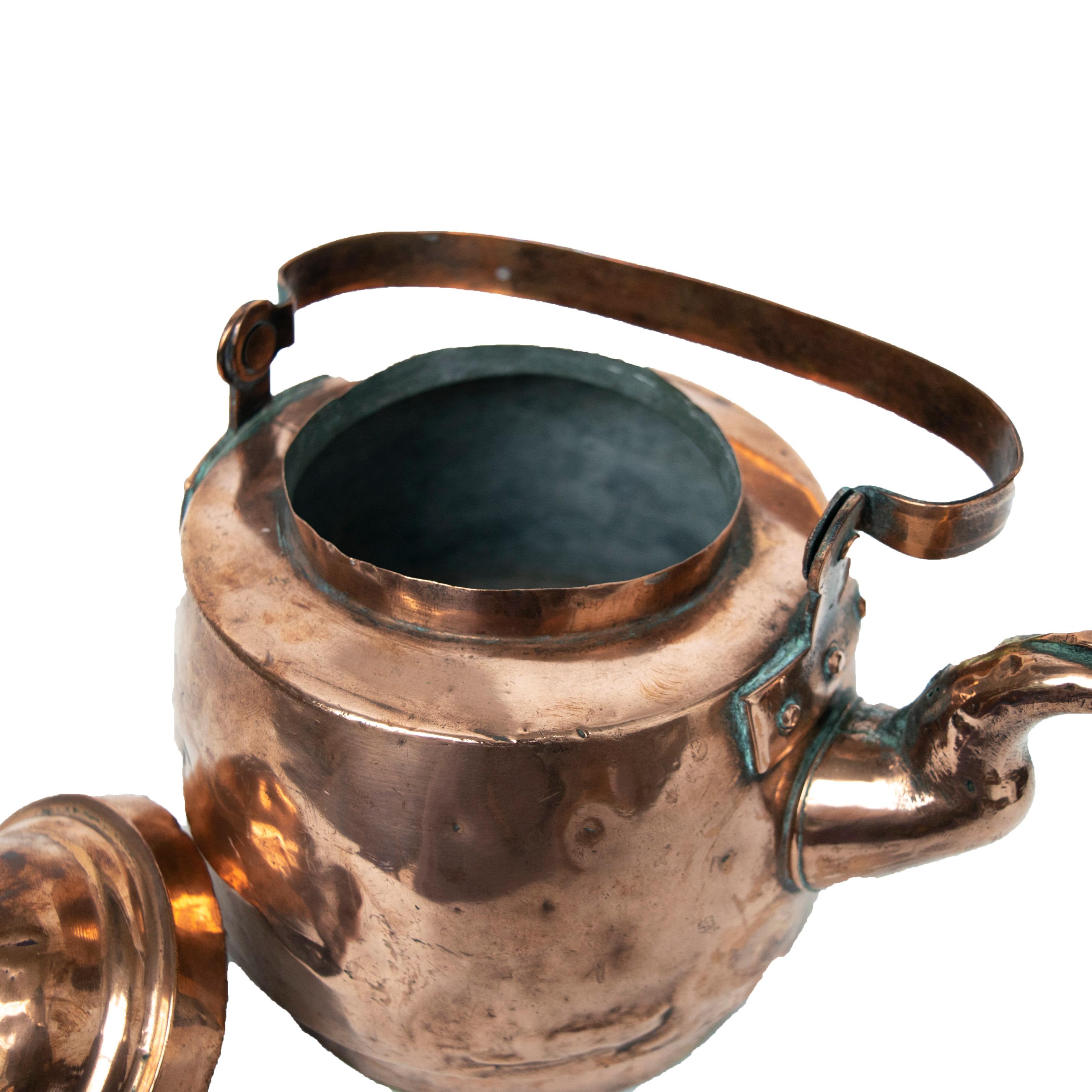 Jugendstil Antique Copper Kettle from Sweden Early 1900s 