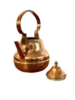 Antique Copper Kettle with Swing Handle, France 19th Century