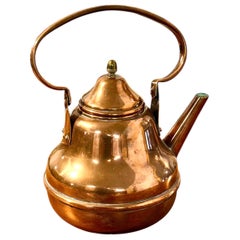 Antique Copper Kettle with Swing Handle, France 19th Century