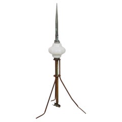 Antique Copper Lightning Rod White Glass Indicator Shade