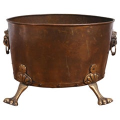 Antique Copper Log Bin Scuttle Brass Planter