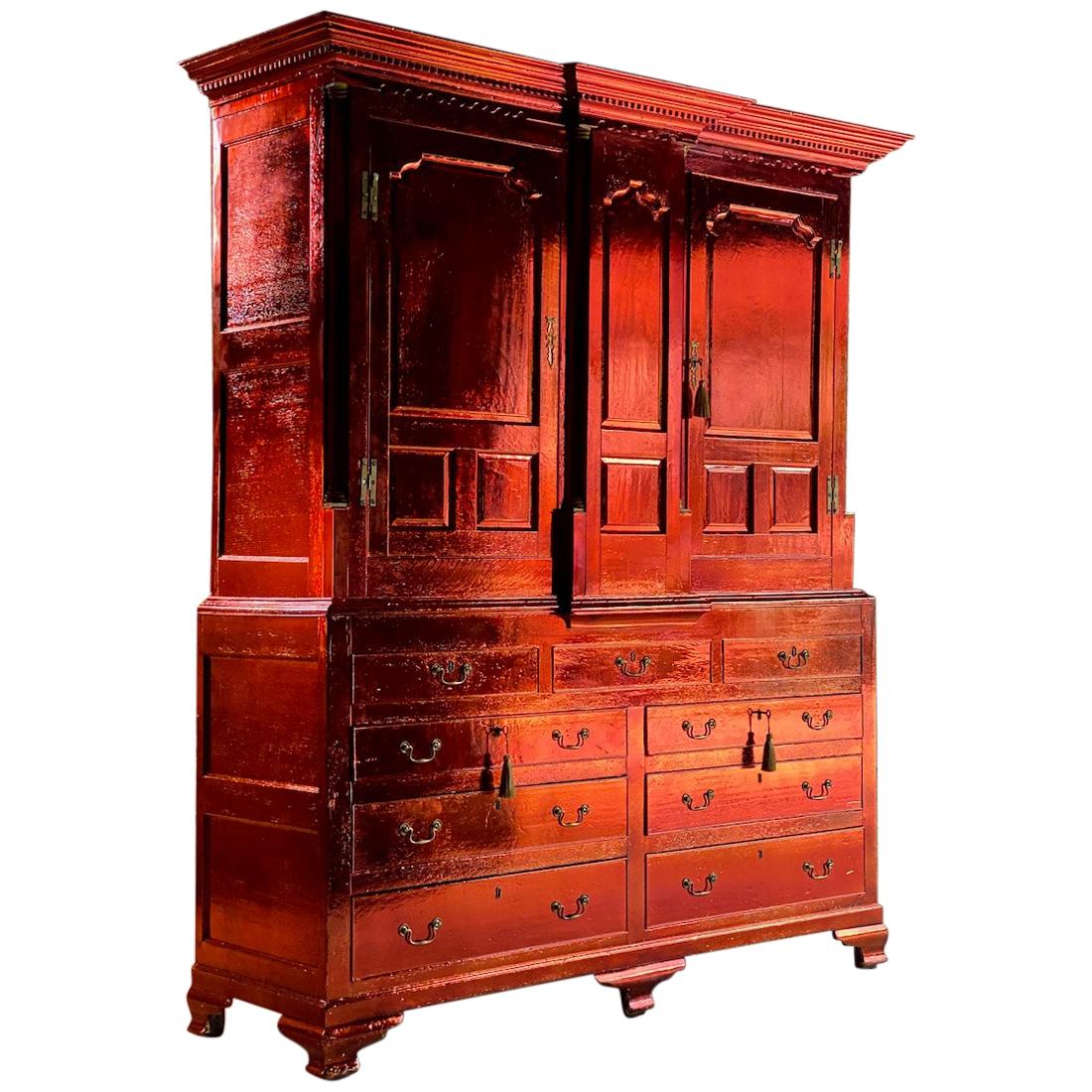 Antique Copper & Oak Housekeepers Cupboard Wardrobe George III, circa 1790