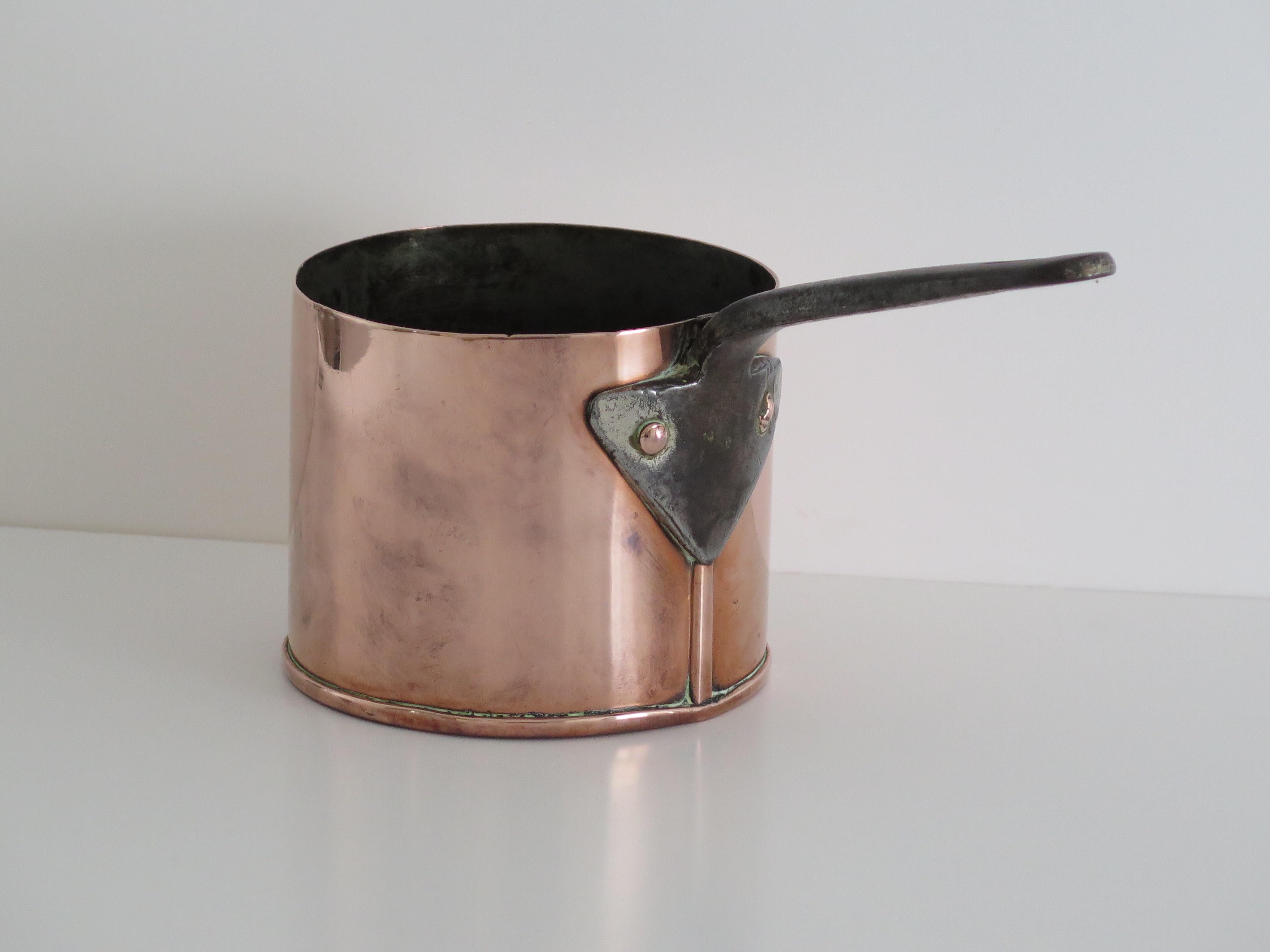 English antique Copper Pan, French 19th Century For Sale