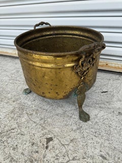 Antique Brass Pot w Brass Legs and Handles