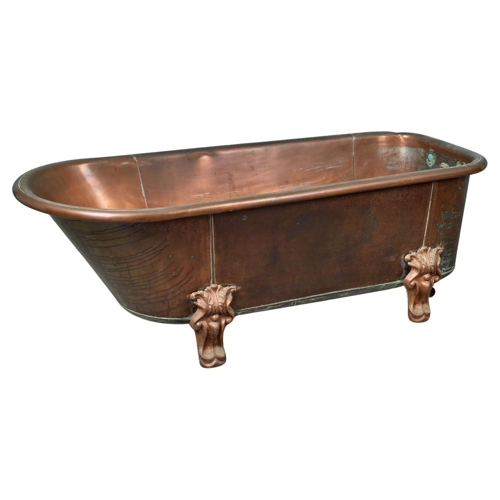 Antique Copper Roll Top Bathtub by Ewart & Son For Sale