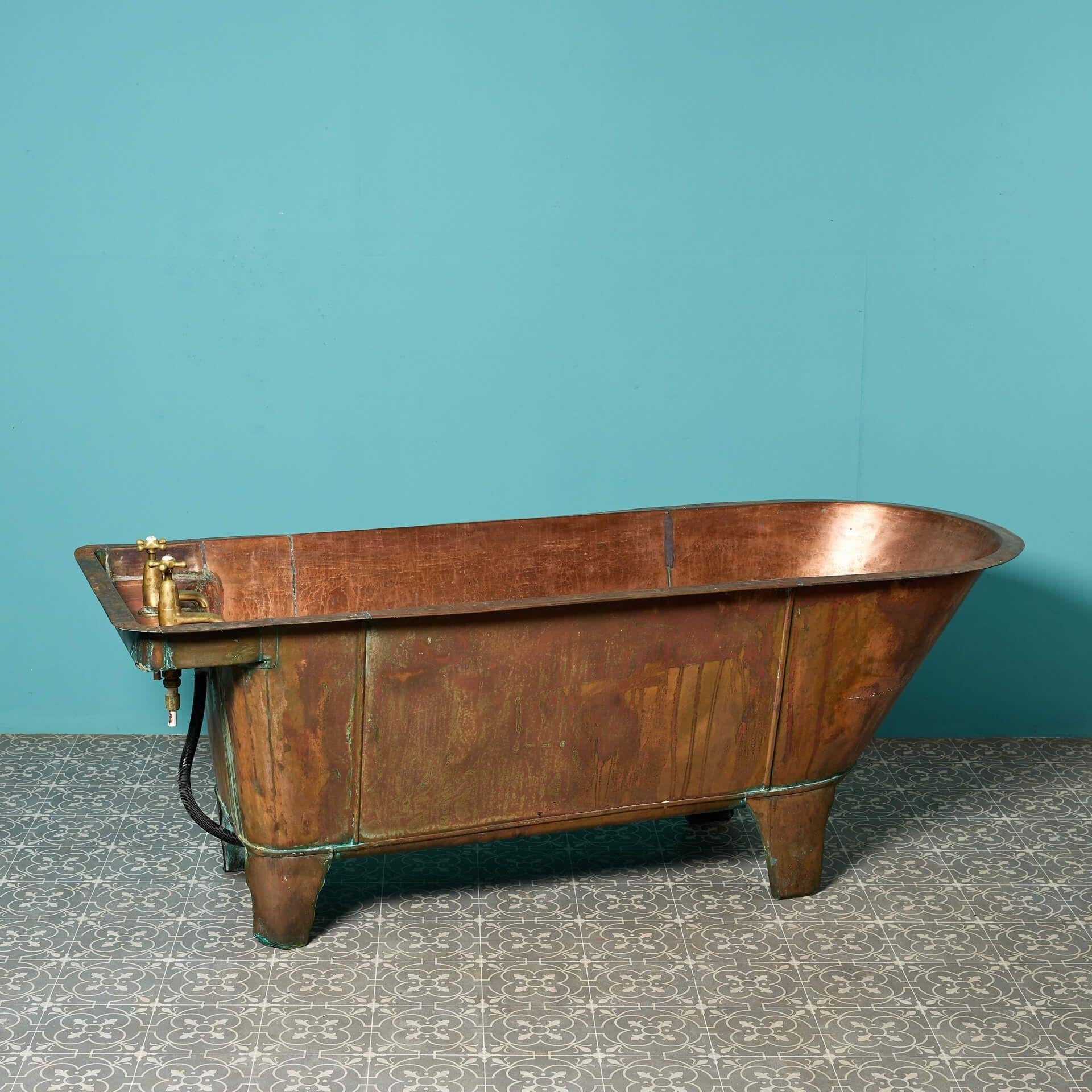 Metal Antique Copper Roll Top Bathtub For Sale