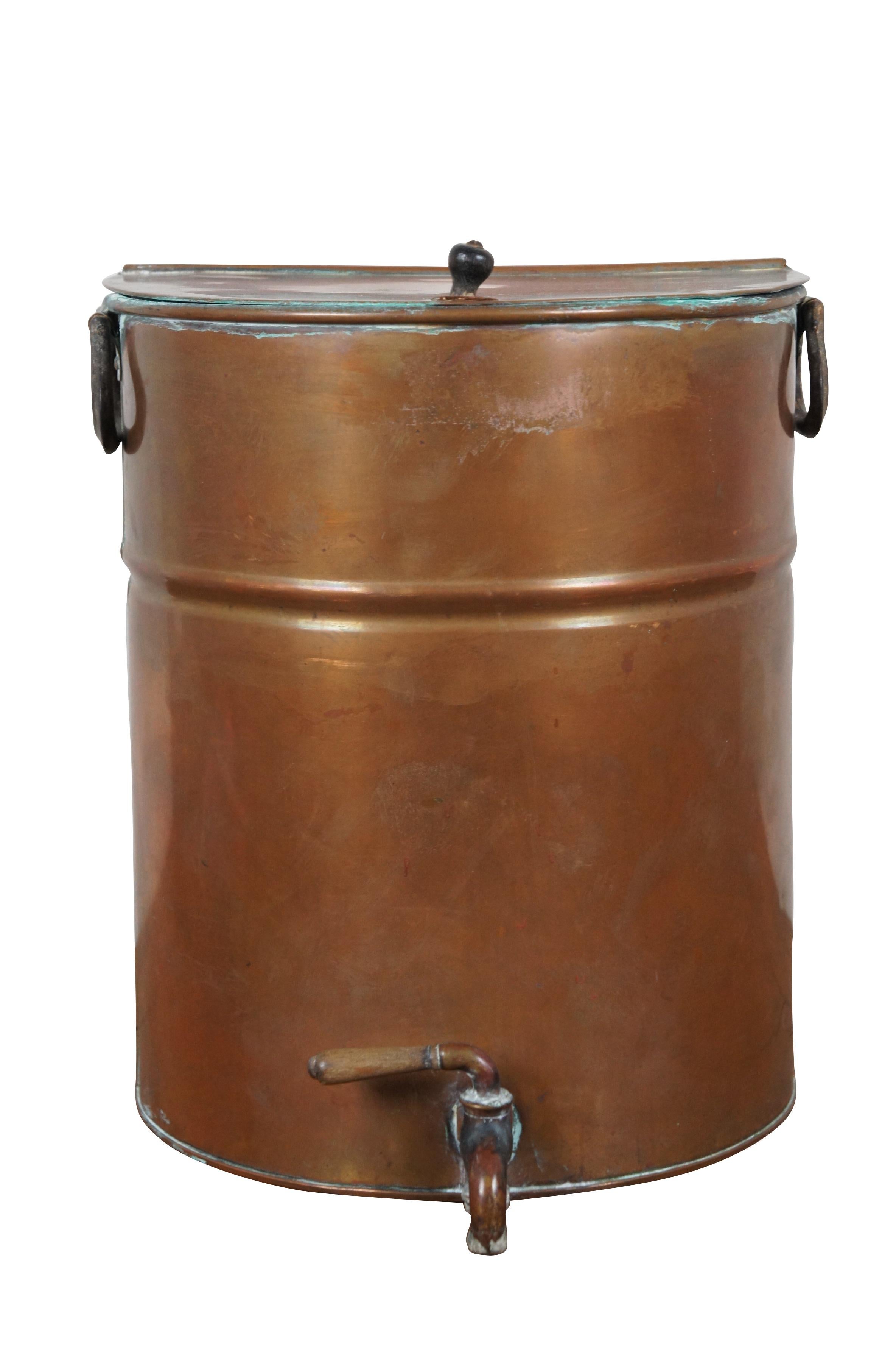 Country Ancien distributeur de café, bouilloire à vapeur Samovar en cuivre de 14 pouces en vente