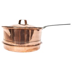 Antique Copper Saucepan with Cast Iron Handle, Large Size from Sweden, Late 1800