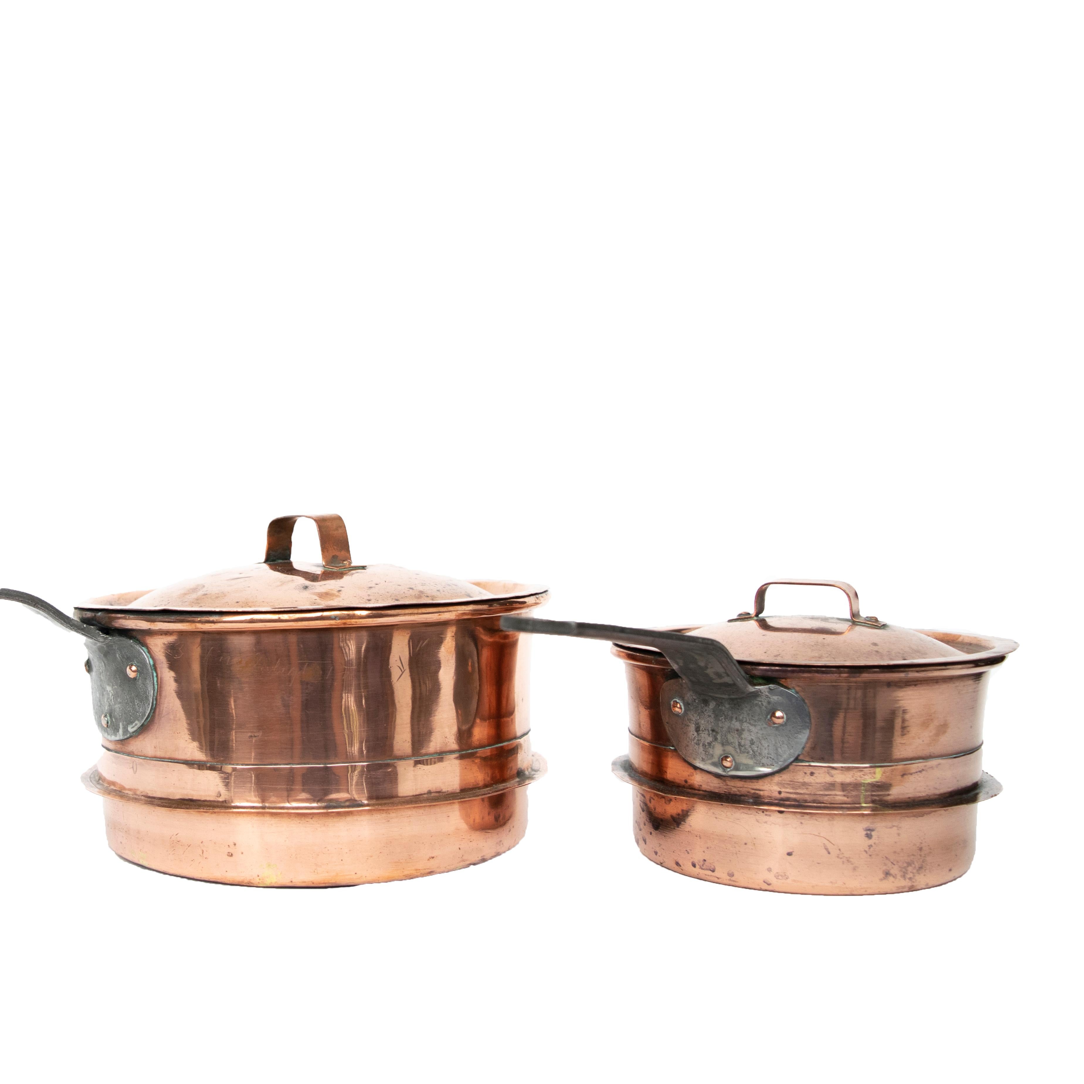 19th Century Antique Copper Saucepan with Cast Iron Handle, Small Size from Sweden Late 1800 For Sale