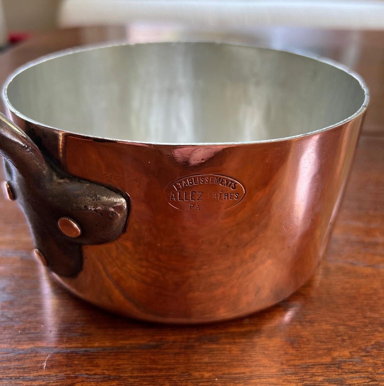 ancienne casserole en cuivre sauteuse Chomette Favor Inocuivre Sartel