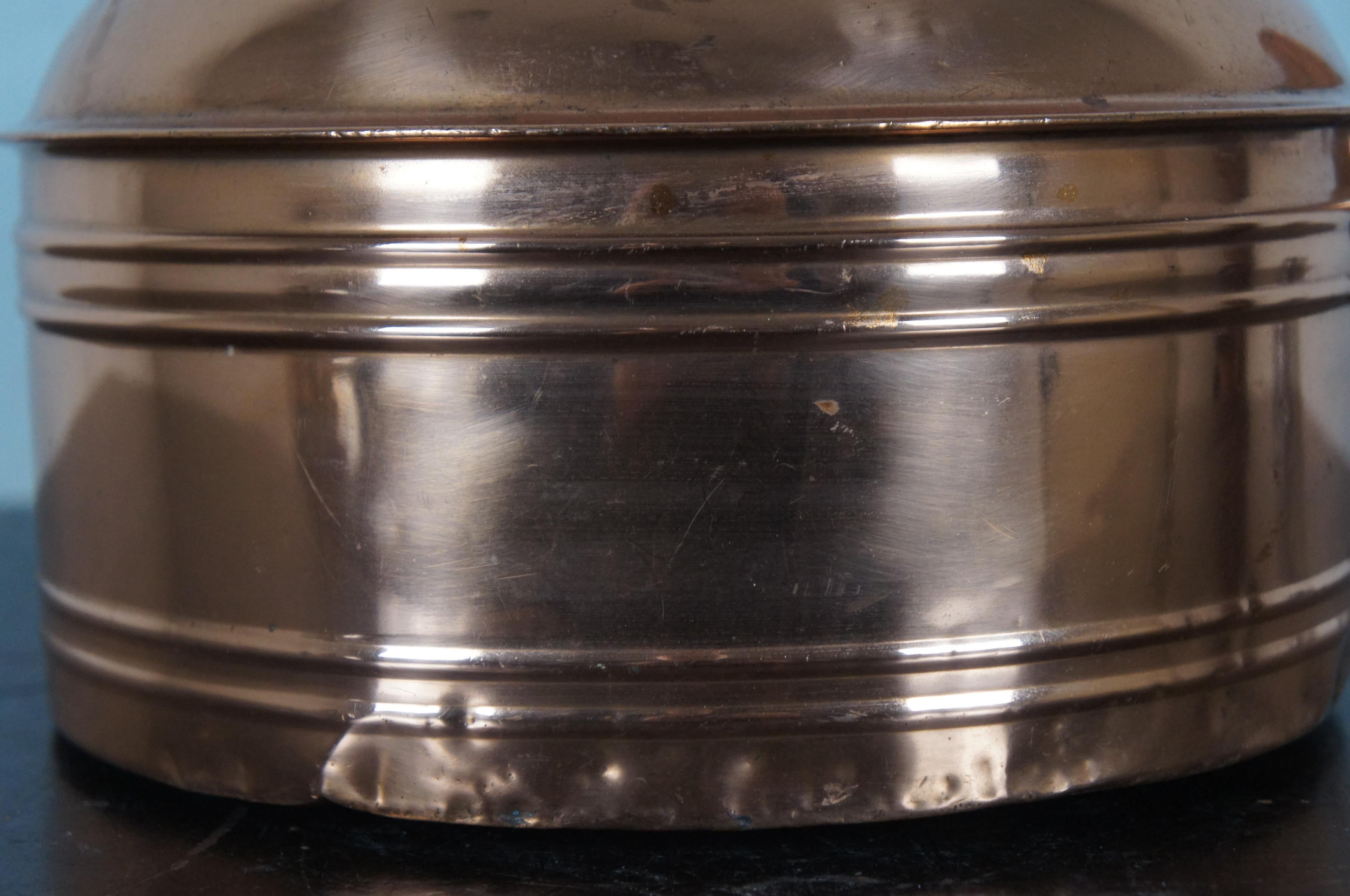 Antique Copper Tea Kettle Coffee Pot Straight Spout Rustic Wooden Handle 2