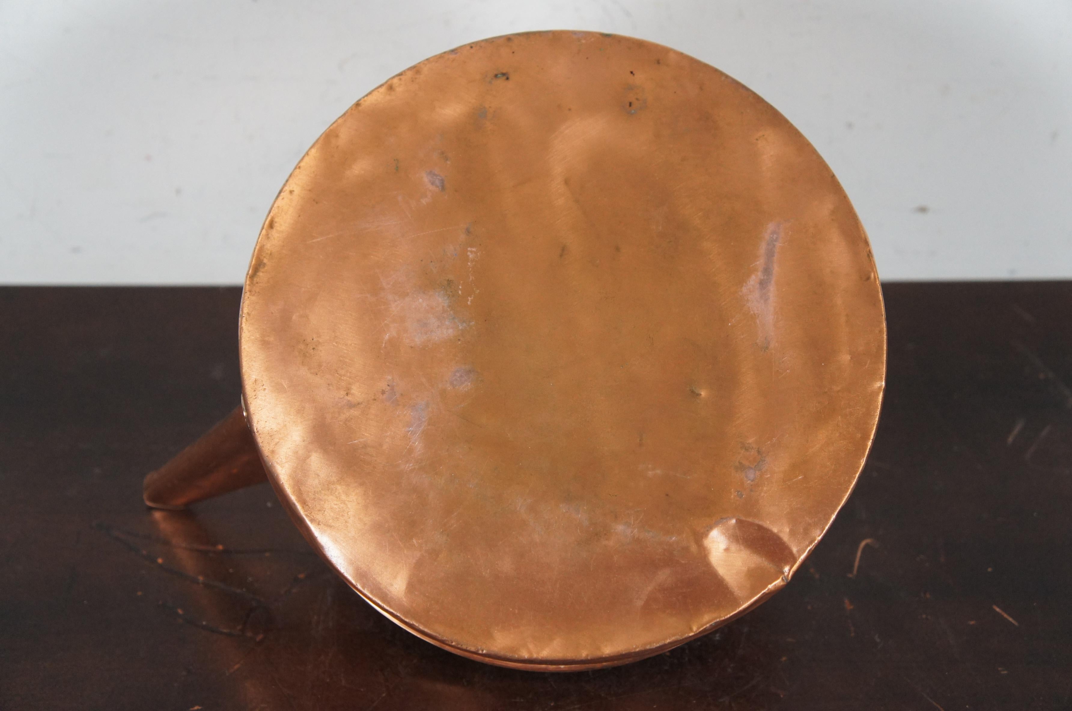 Antique Copper Tea Kettle Coffee Pot Straight Spout Rustic Wooden Handle 4