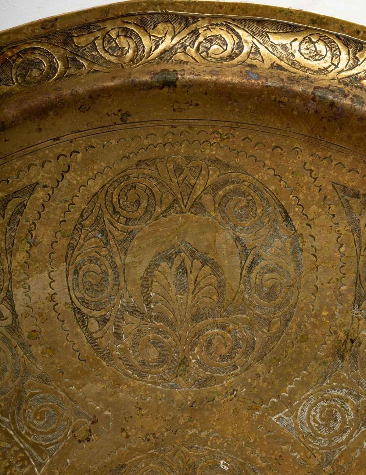 Syrian Antique Copper Tray For Sale