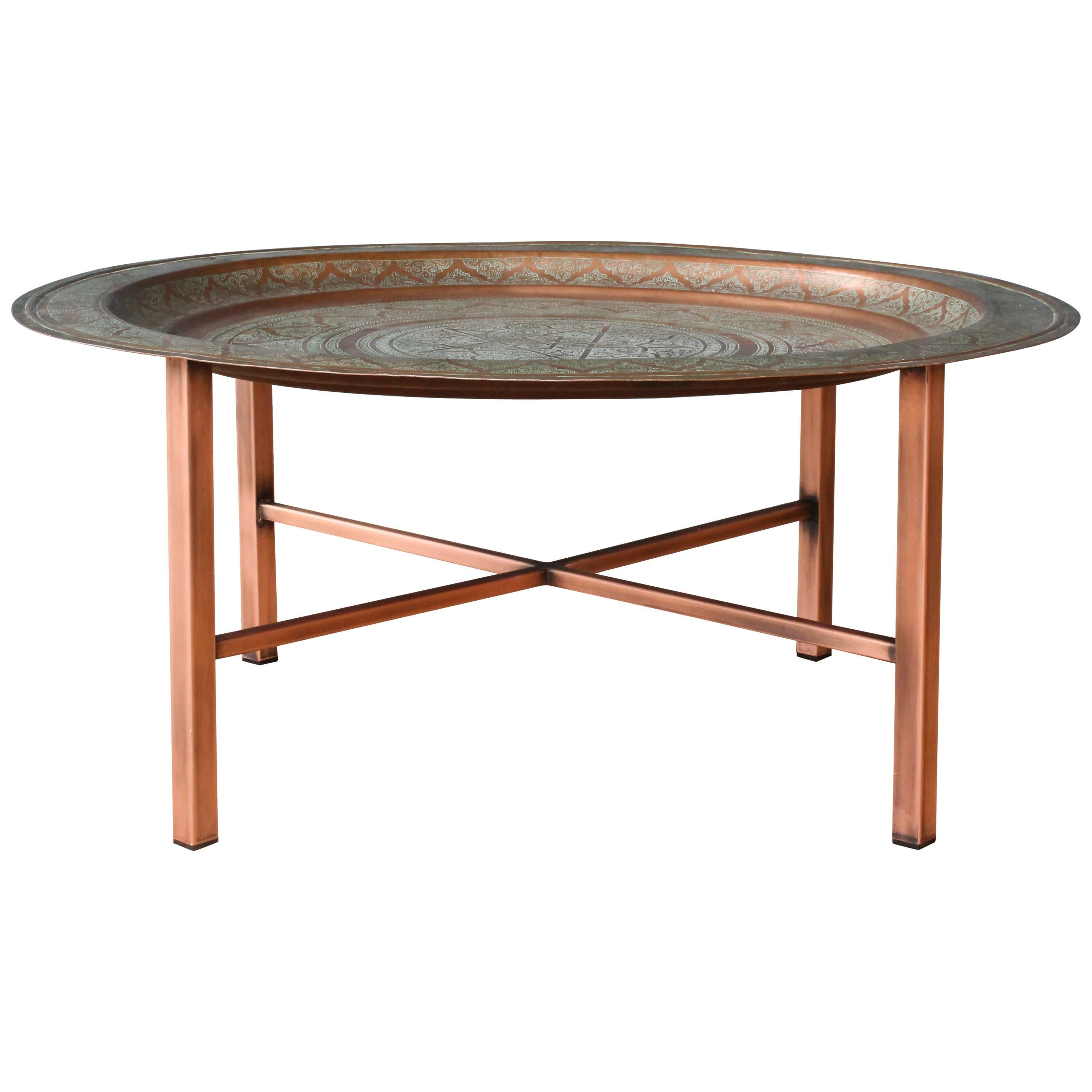Antique Copper Tray Table