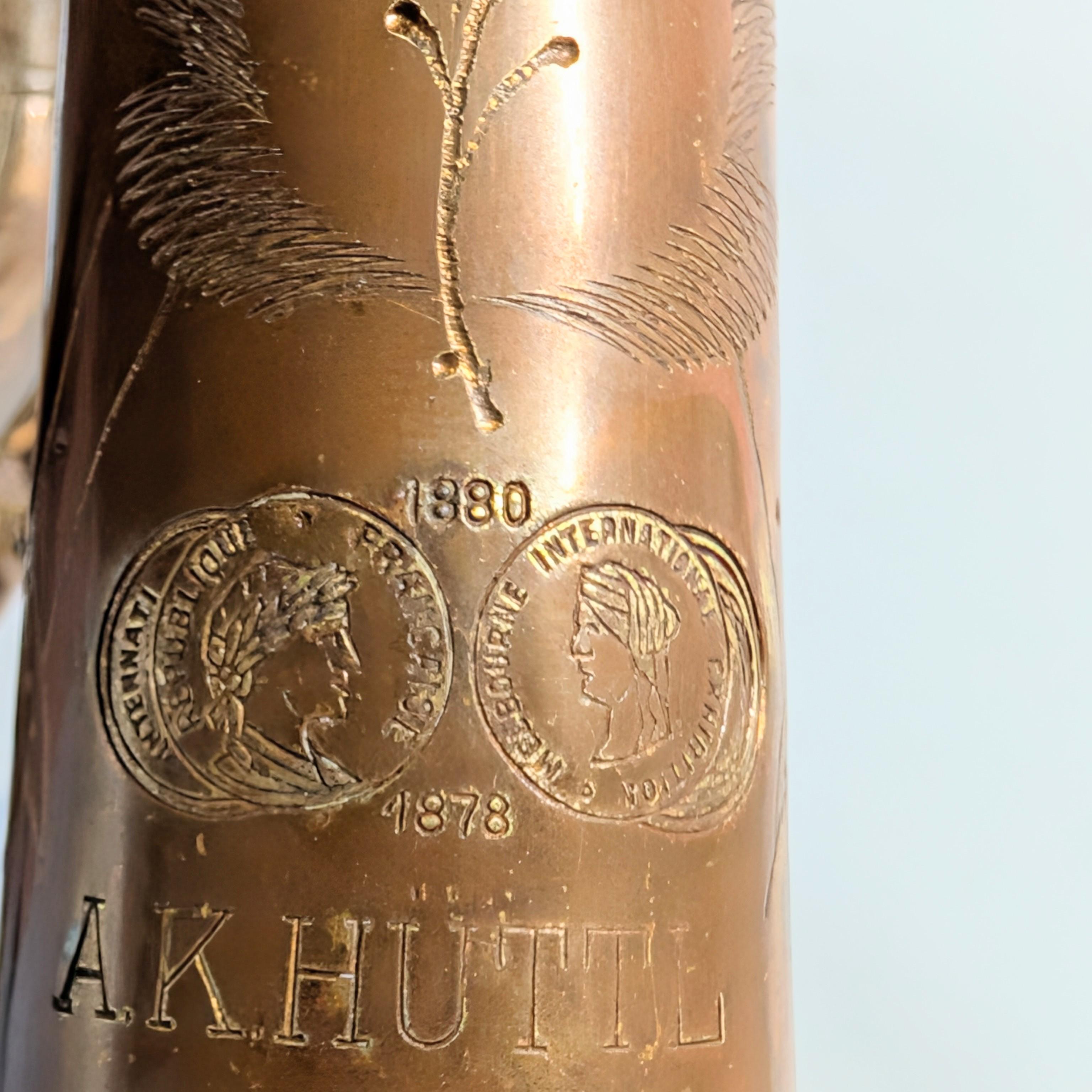Trompette ancienne en cuivre par A. Khüttl, Graslitz (Tchécoslovaquie), vers 1910 en vente 7