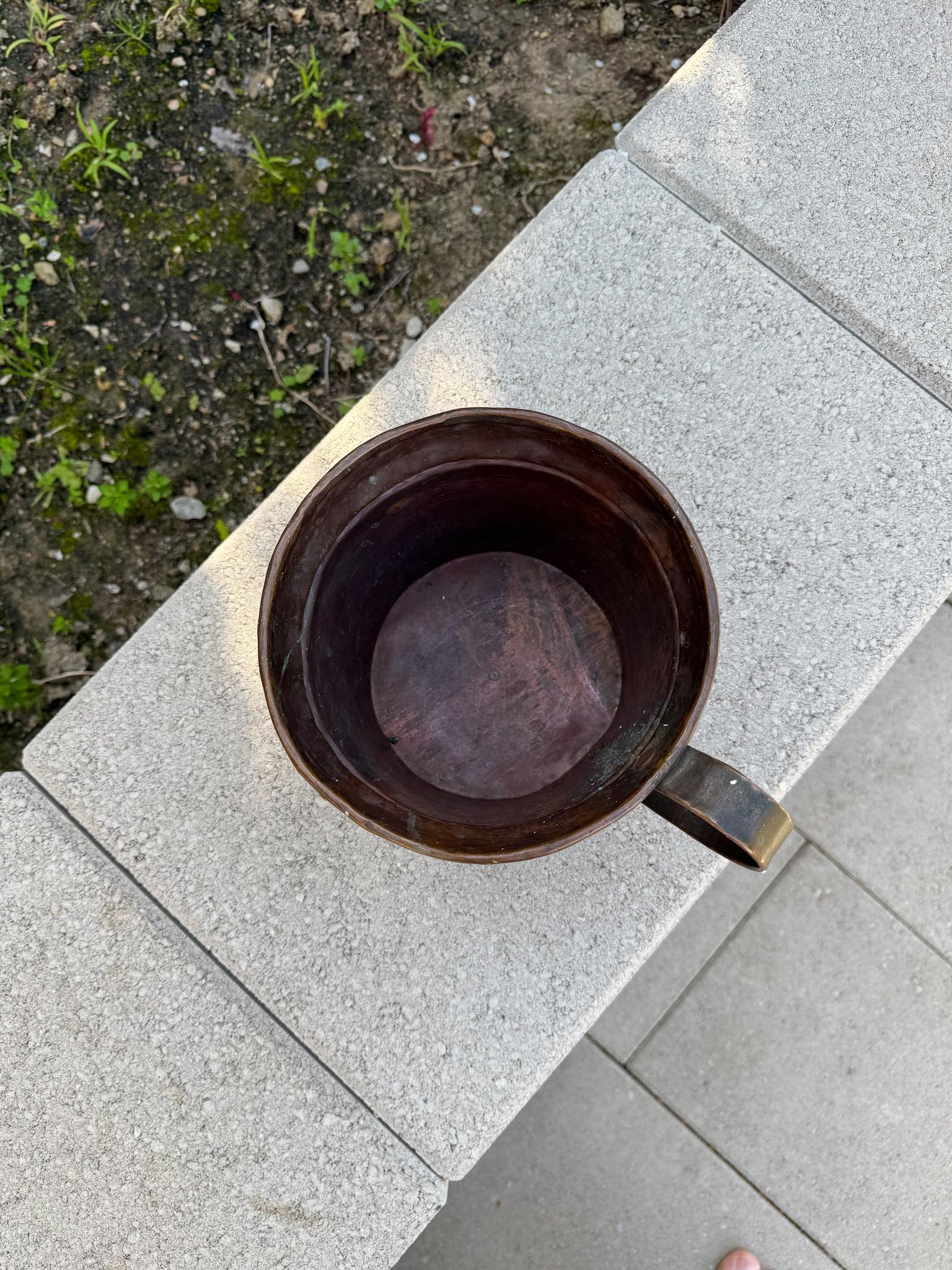 Antico vaso di rame con manico grande, XIX secolo in vendita 1