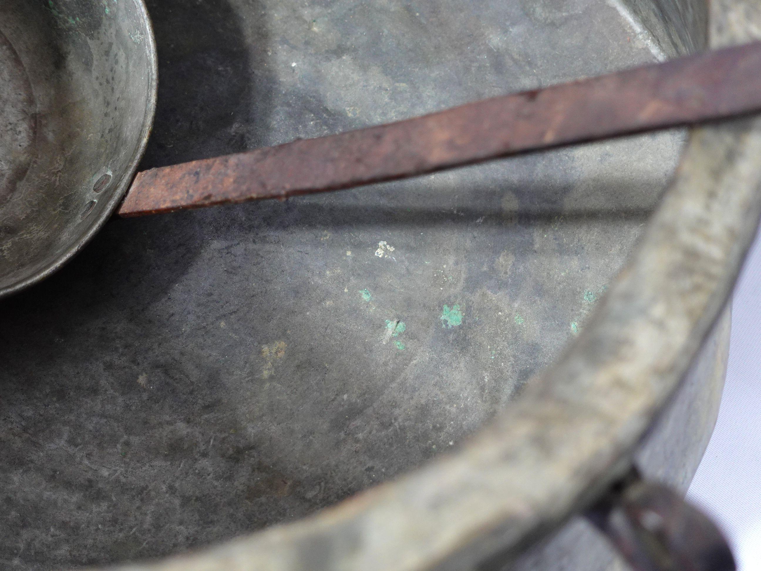 Antique Copper W/ 3 Forged Handle Cauldron and A Matching Copper Ladle, CO#004 For Sale 1