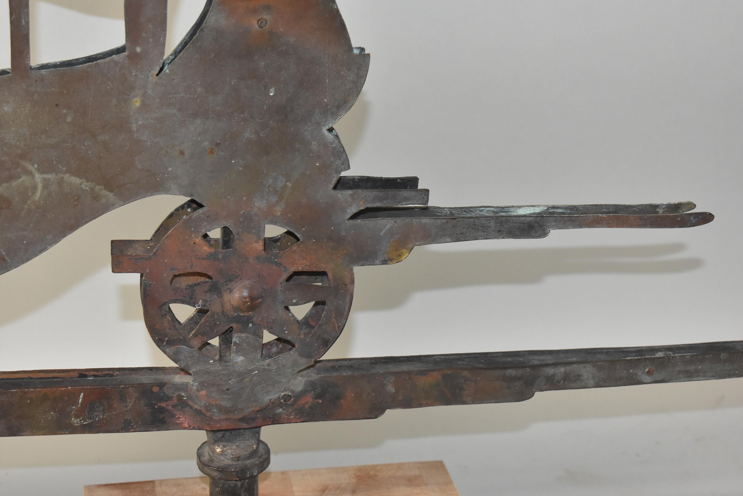 Ancien modèle de girouette de cheval drapé en cuivre Bon état - En vente à Toledo, OH