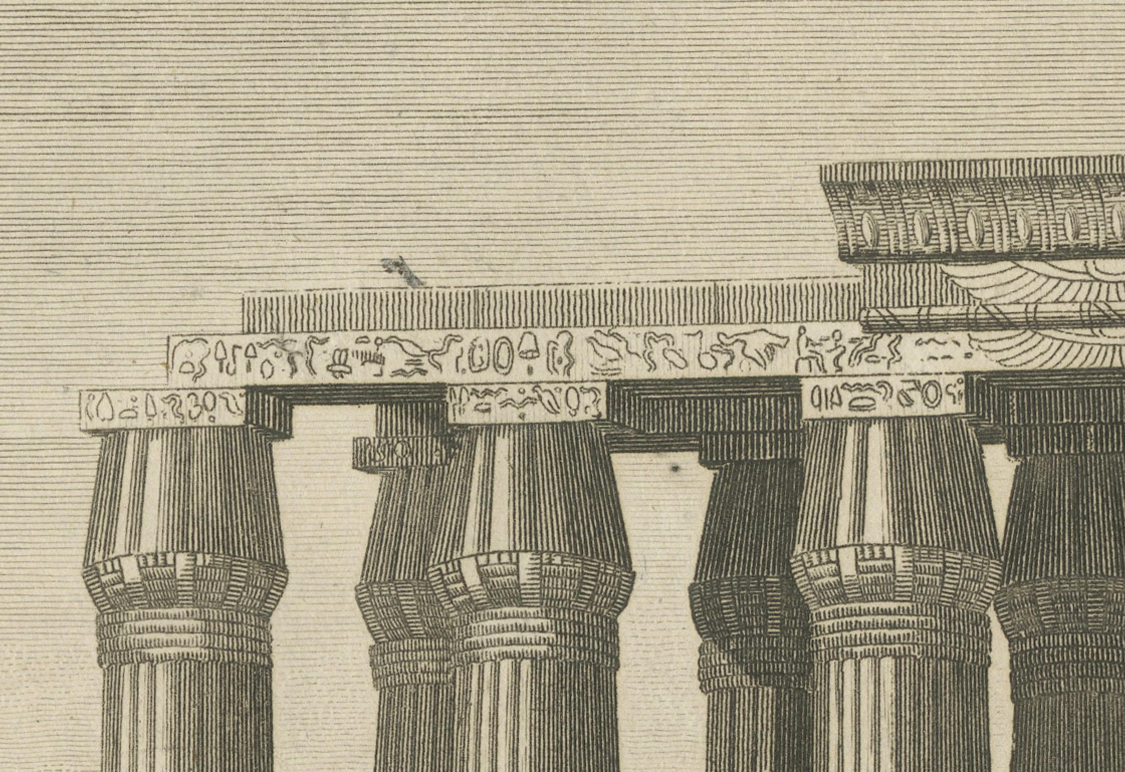 Antique Copperplate Engraving of Ruins of the Temple of Hermopolis, 1820 In Excellent Condition For Sale In Langweer, NL