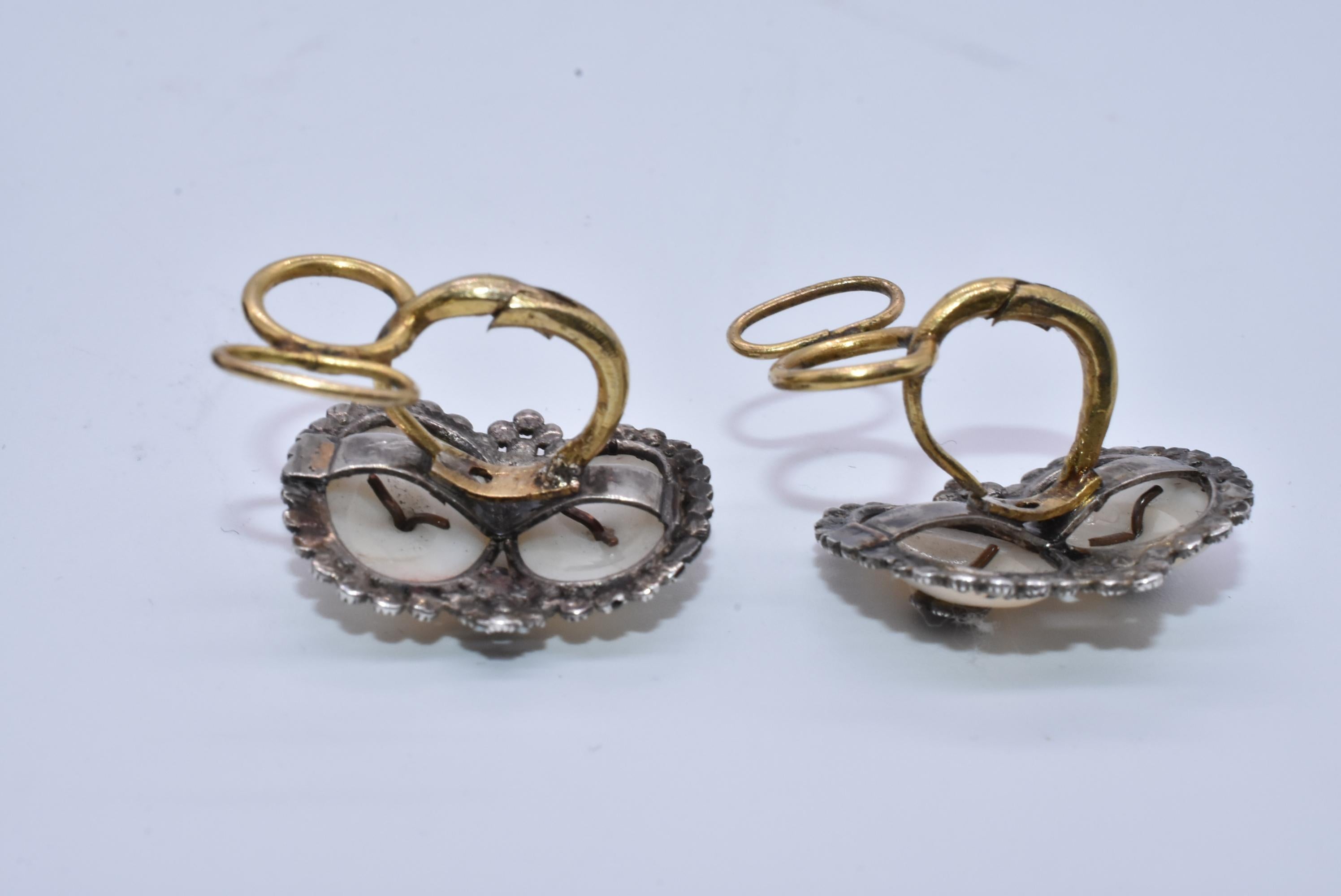 Antique Coque de Perle and Pyrite Earrings For Sale 1