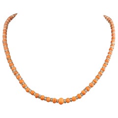 Antique Coral and Rock Crystal Bead Necklace, 9k Gold
