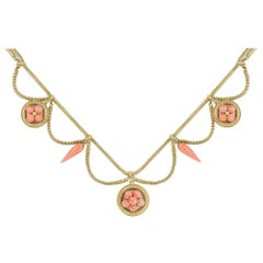 Antique Coral and Yellow Gold Swag Necklace