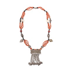 Antique Coral & Beaded Afghan Necklace