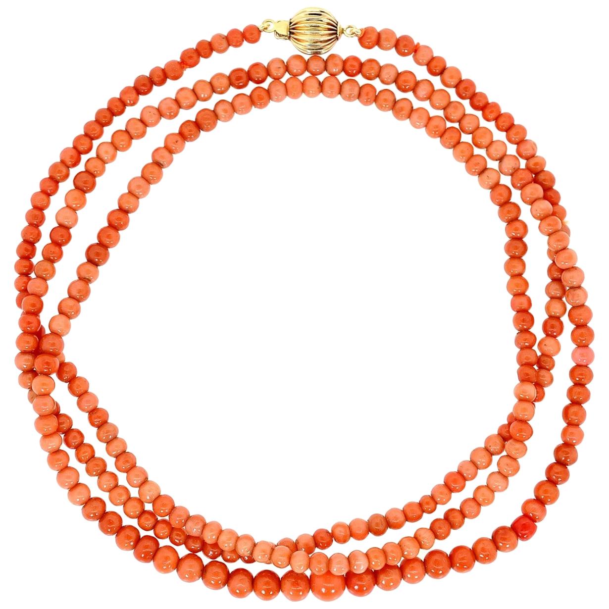 Antique Coral Beads Necklace