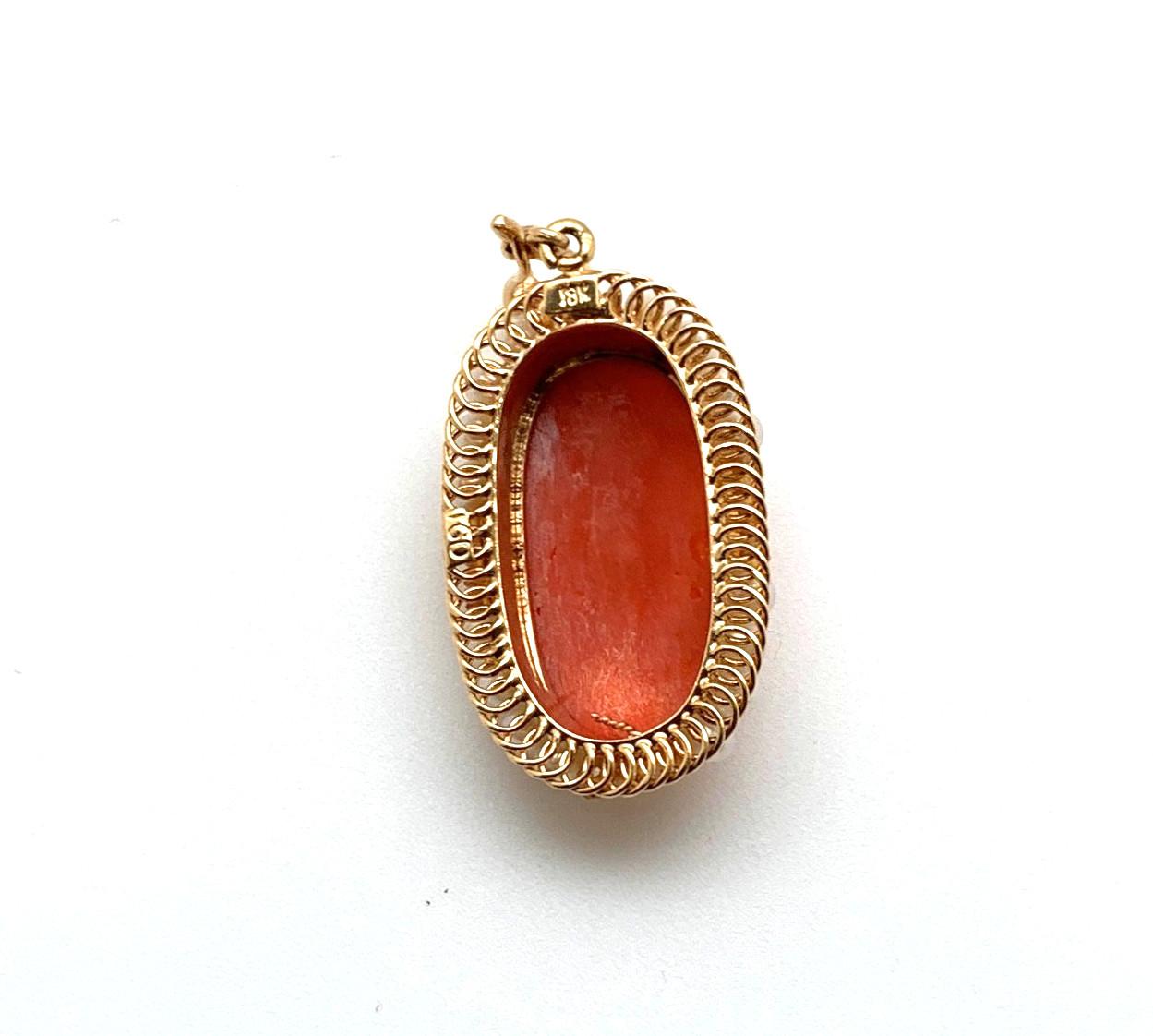 Antique Coral Cameo, Seed Pearl, Citrine, 18k Handmade Filigree Drop Enhancer In New Condition In Los Angeles, CA