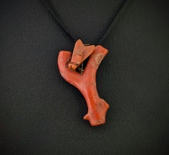 Antique Coral fly on branch pendant, 9k gold
