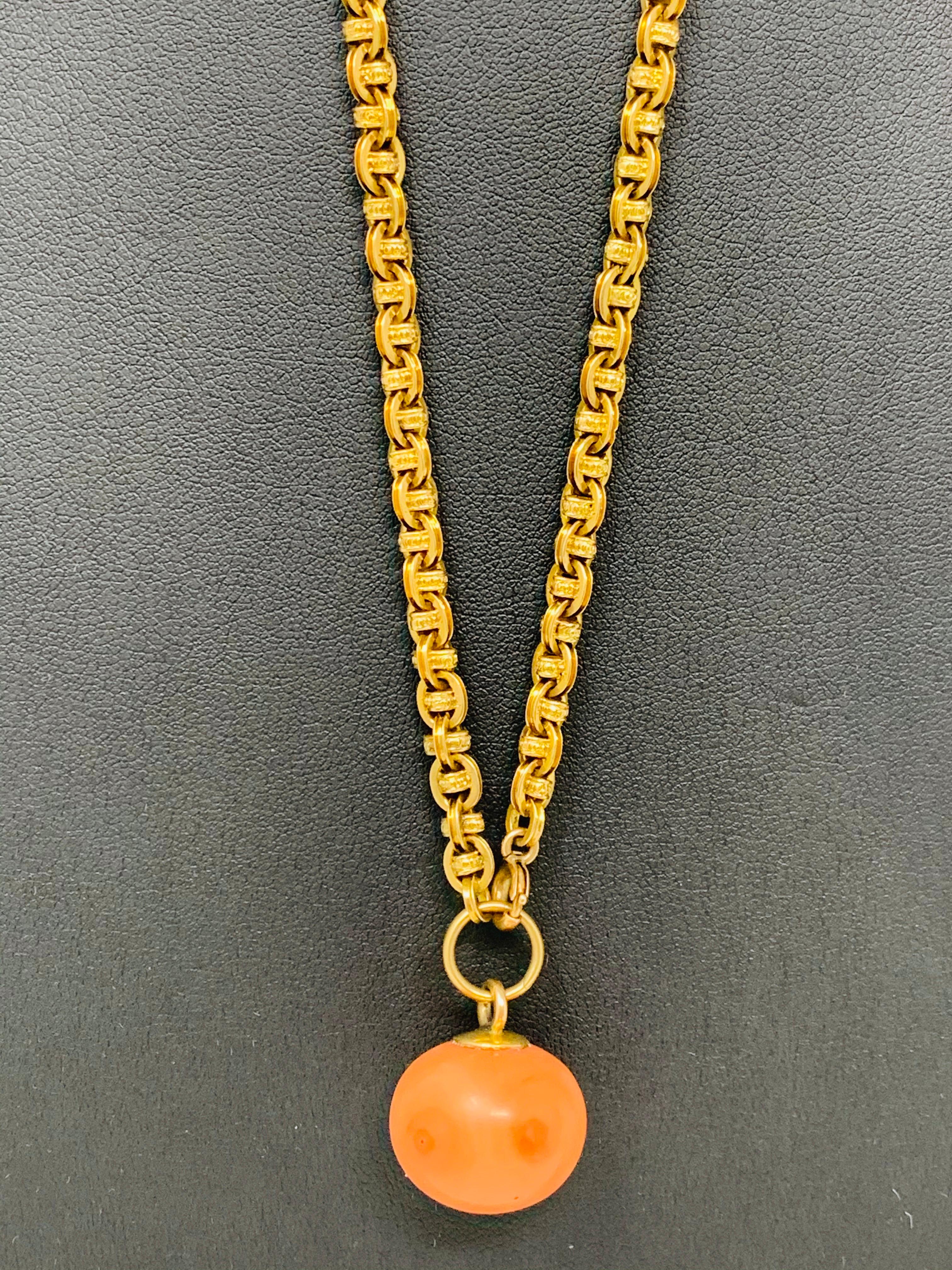 Antique Coral Gold Necklace In Excellent Condition For Sale In New York, NY