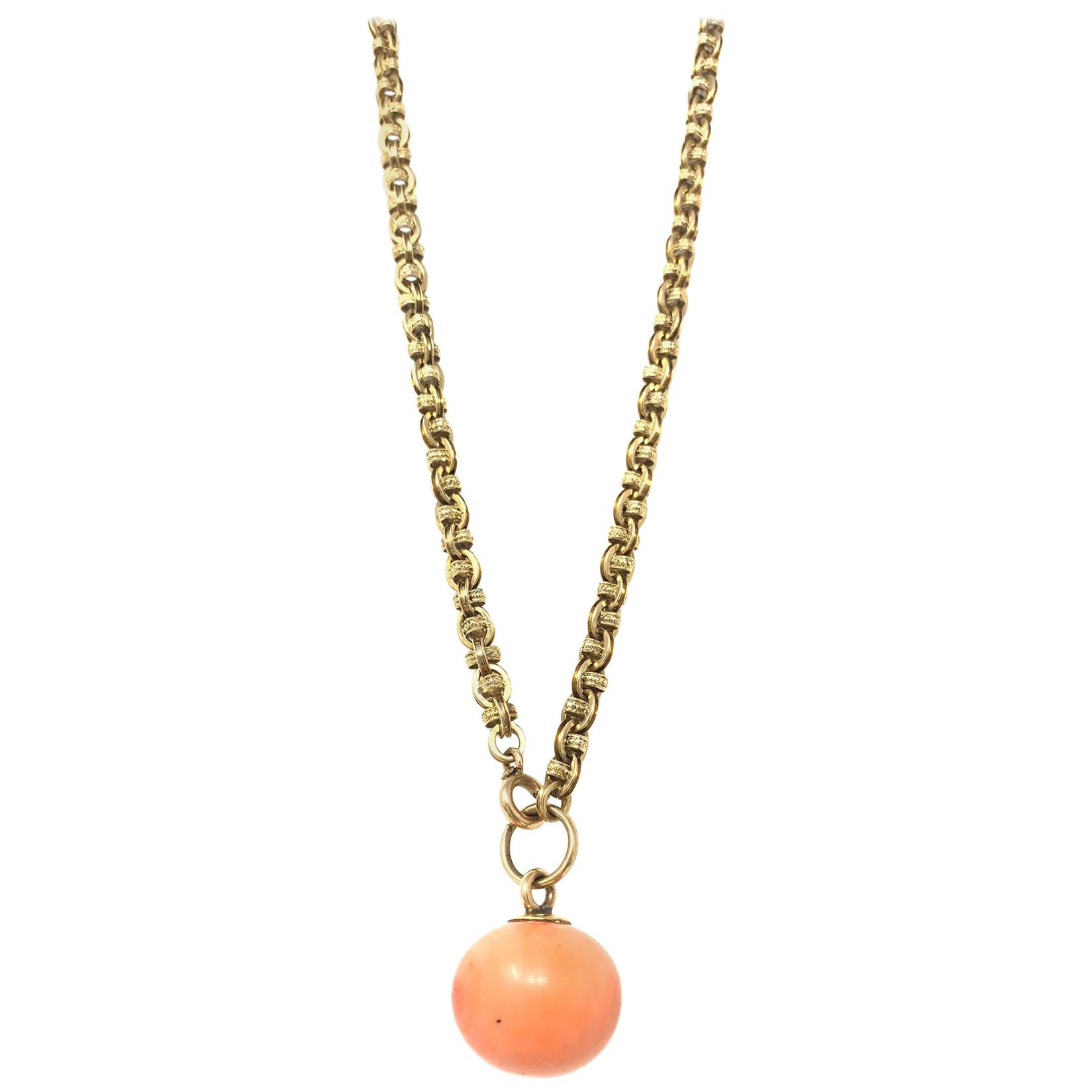 Antique Coral Gold Necklace For Sale