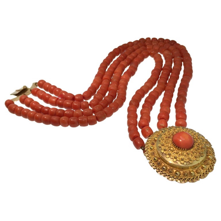 Coral costume necklace sale