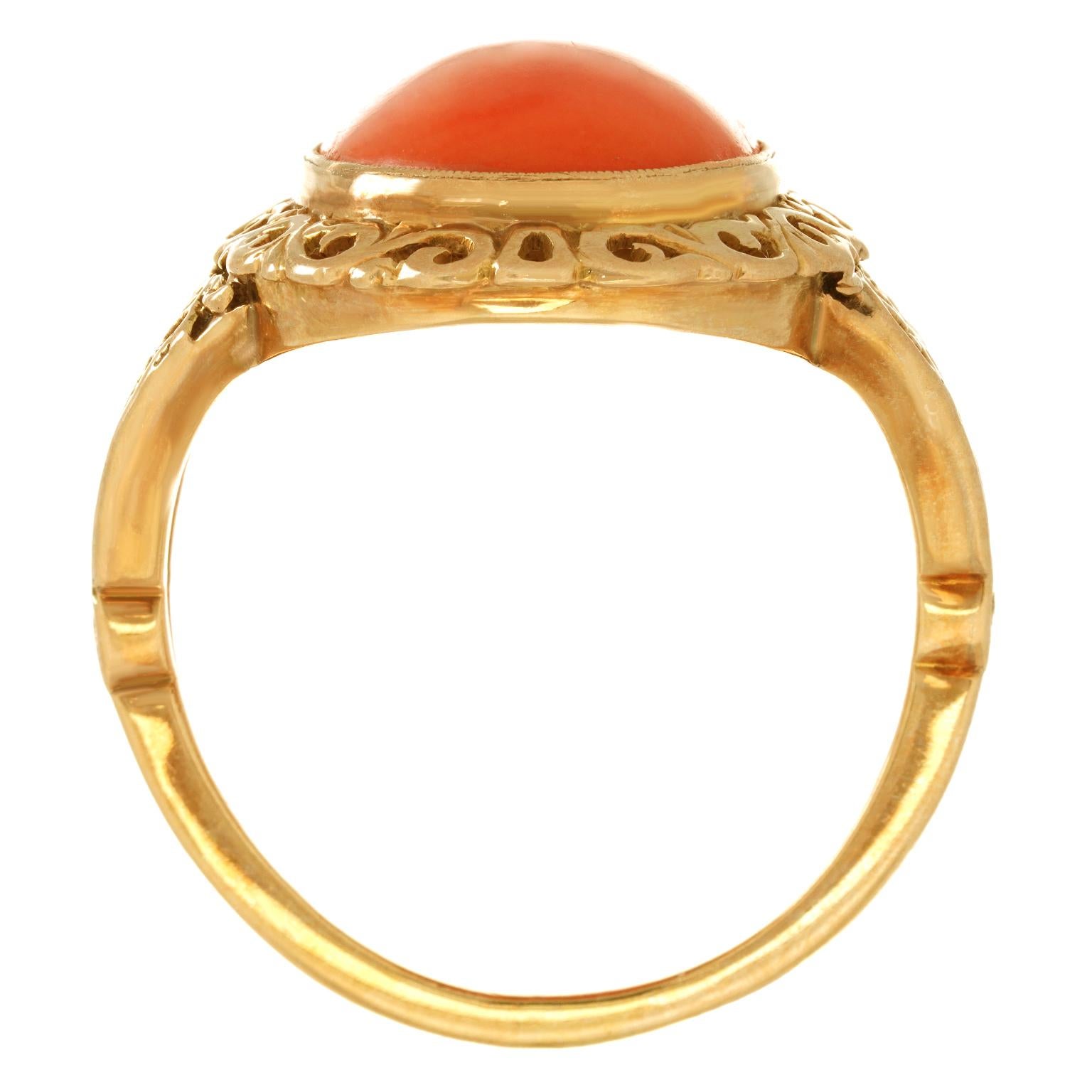 Antique Coral Ring For Sale 4