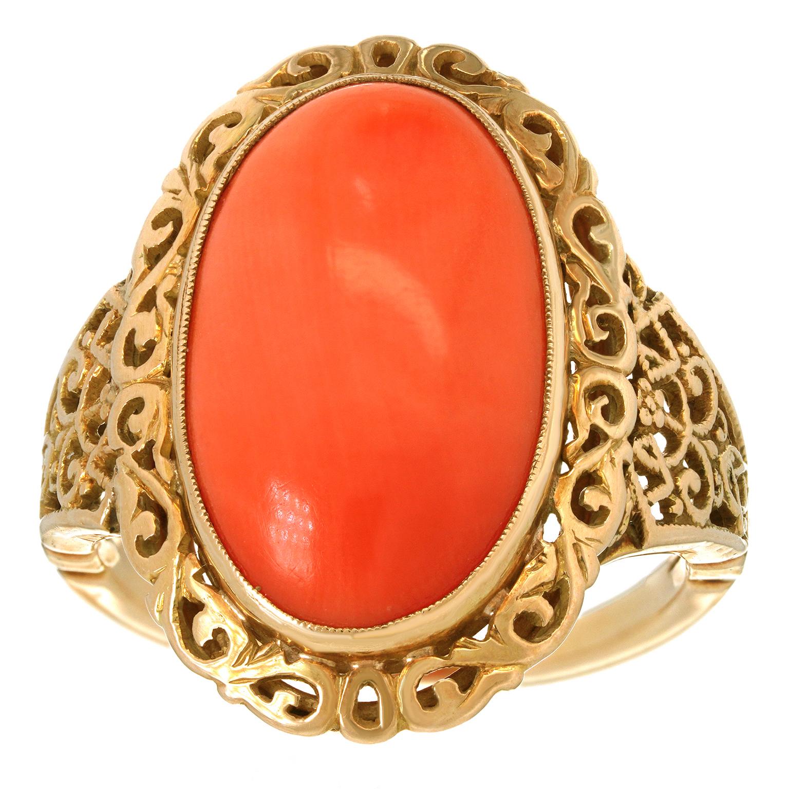 Art Deco Antique Coral Ring For Sale