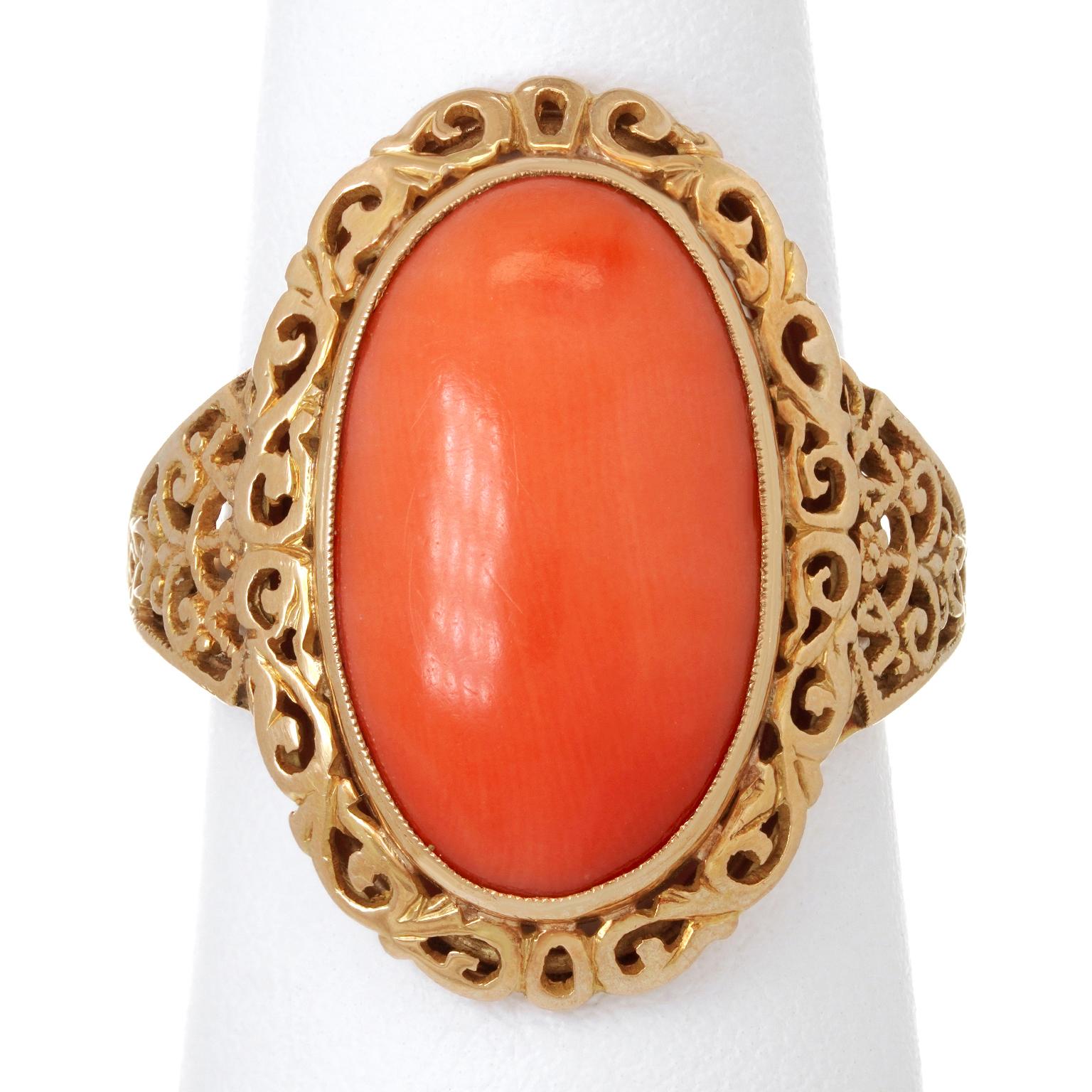 Antique Coral Ring For Sale 2