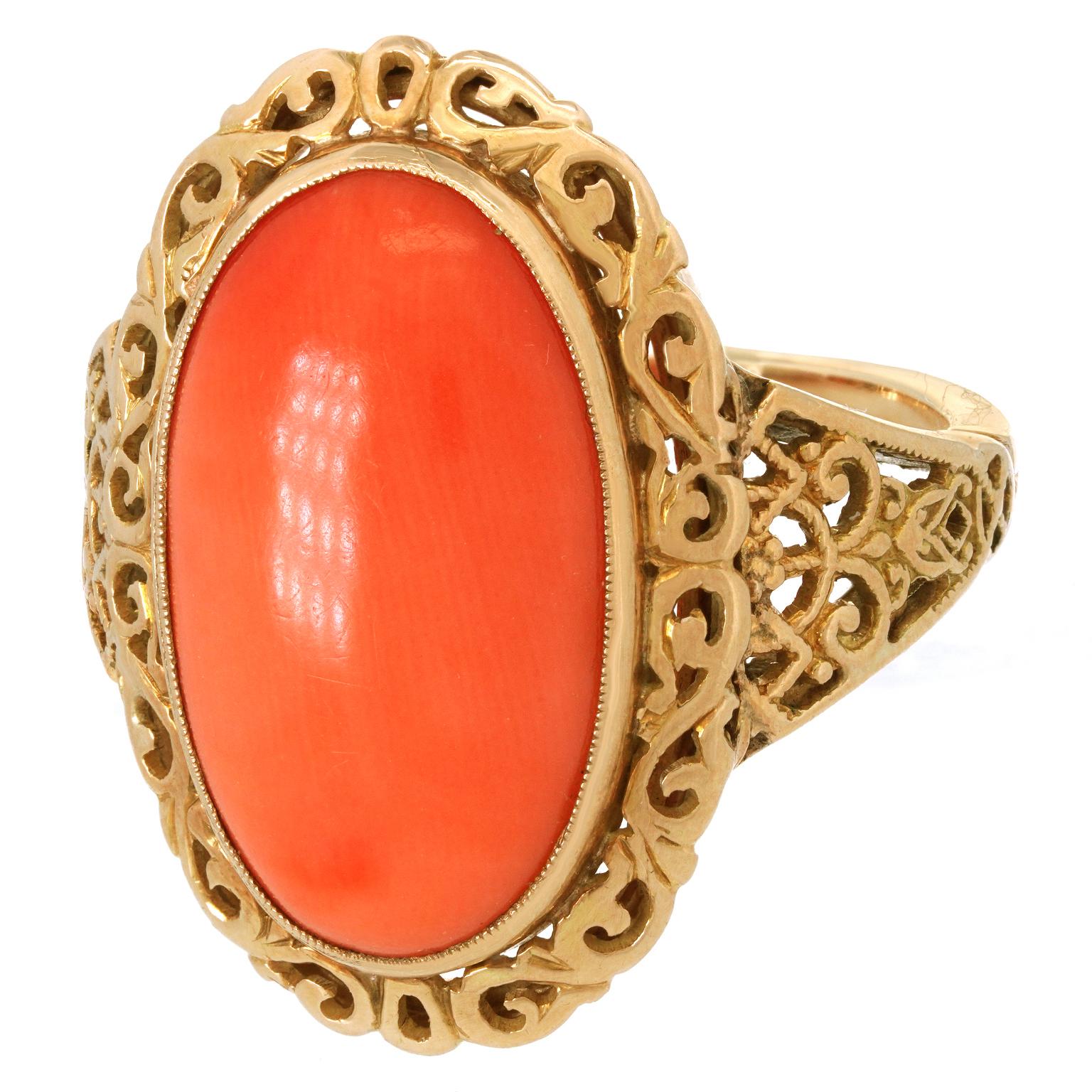 Antique Coral Ring For Sale 3