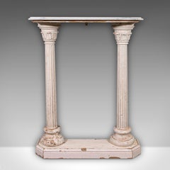 Antique Corinthian Console Table, English Pine, Marble, Hallway Stand, Victorian