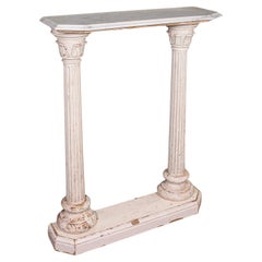 Antique Corinthian Console Table, English Pine, Marble, Hallway Stand, Victorian