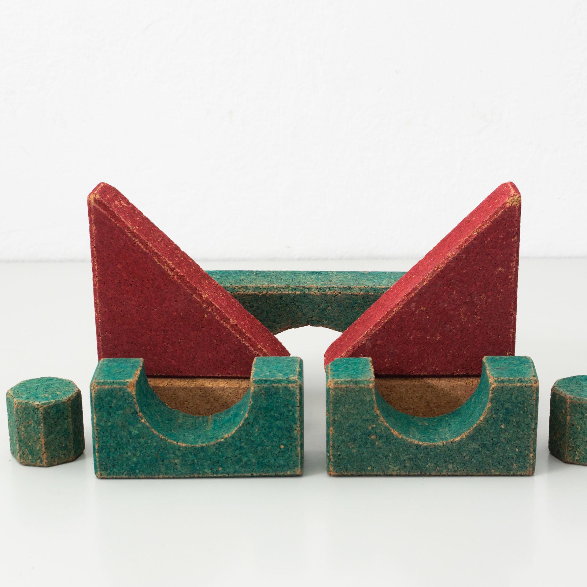 Mid-Century Modern Antique Cork Construction Set Game, circa 1930