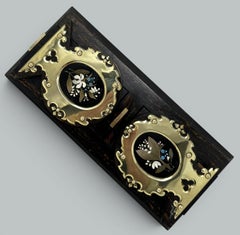 Antique Cormandel Wooden Brass Inlaid Book Slide Pietra Dura by George Betjemann