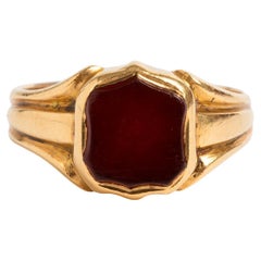 Antique Cornelian Signet Ring, Yellow Gold, circa 1899