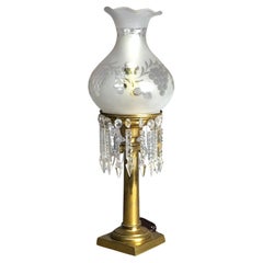 Antique Cornelius School Classical Gilt Brass Solar Lamp & Cut Back Shade c1840