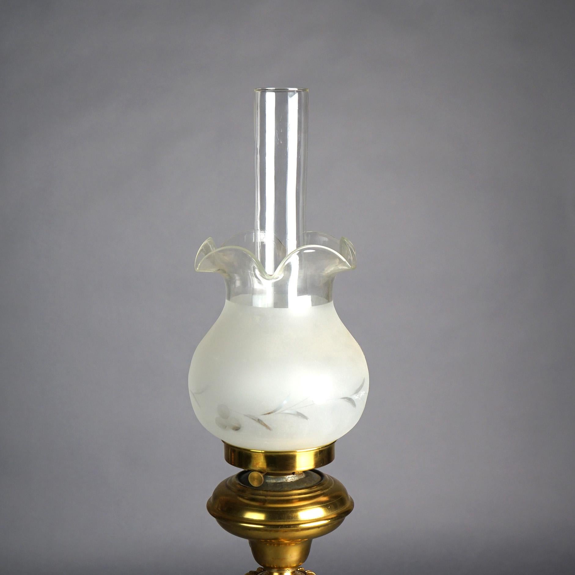 Antique Cornelius School Gilt Bronze Solar Lamp with Cut Glass Shade C1840 For Sale 4