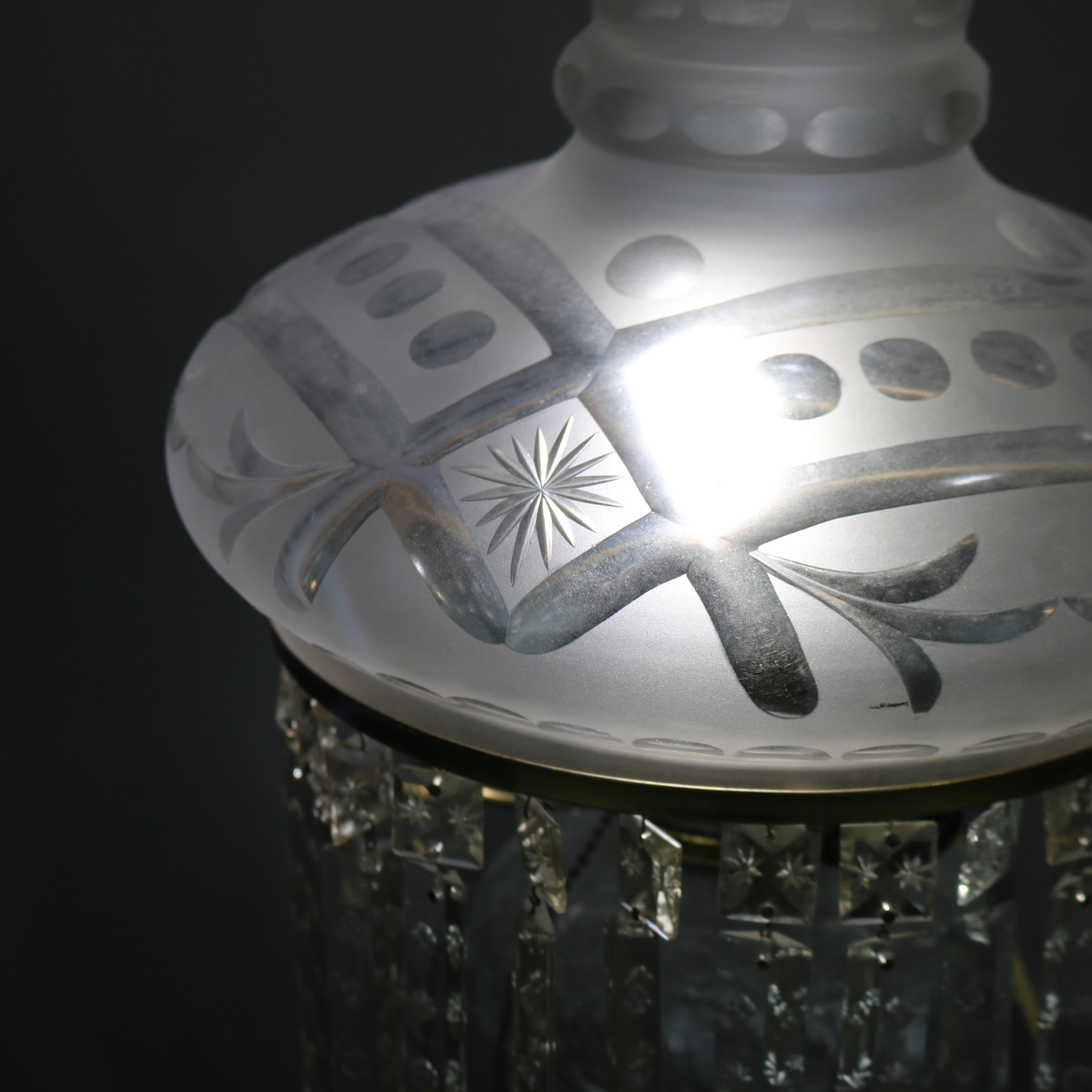 Antique Cornelius School Sinumbra Argand Bronze, Marble & Crystal Table Lamp 1