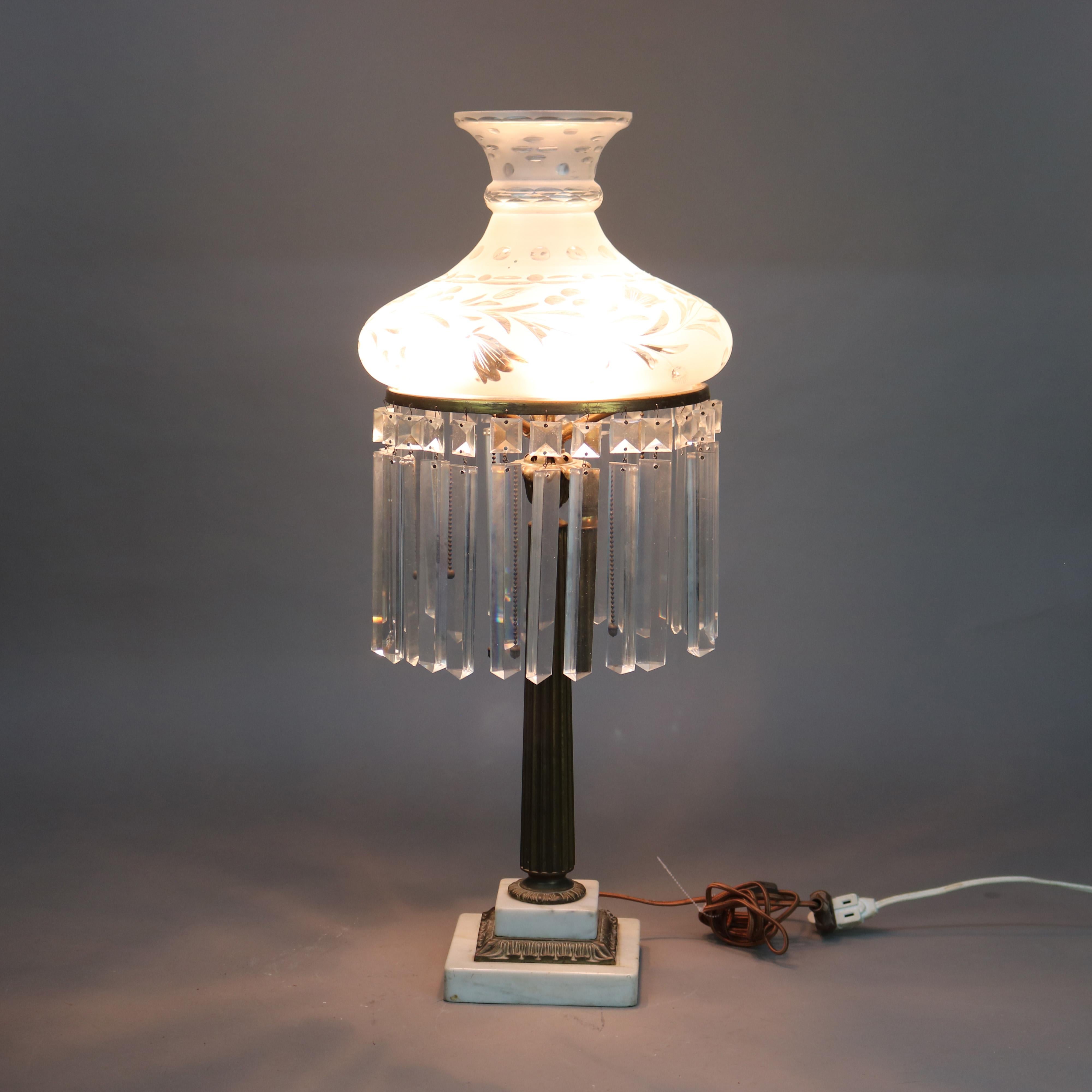 American Antique Cornelius School Sinumbra Argand Bronze & Marble Table Lamp c1840