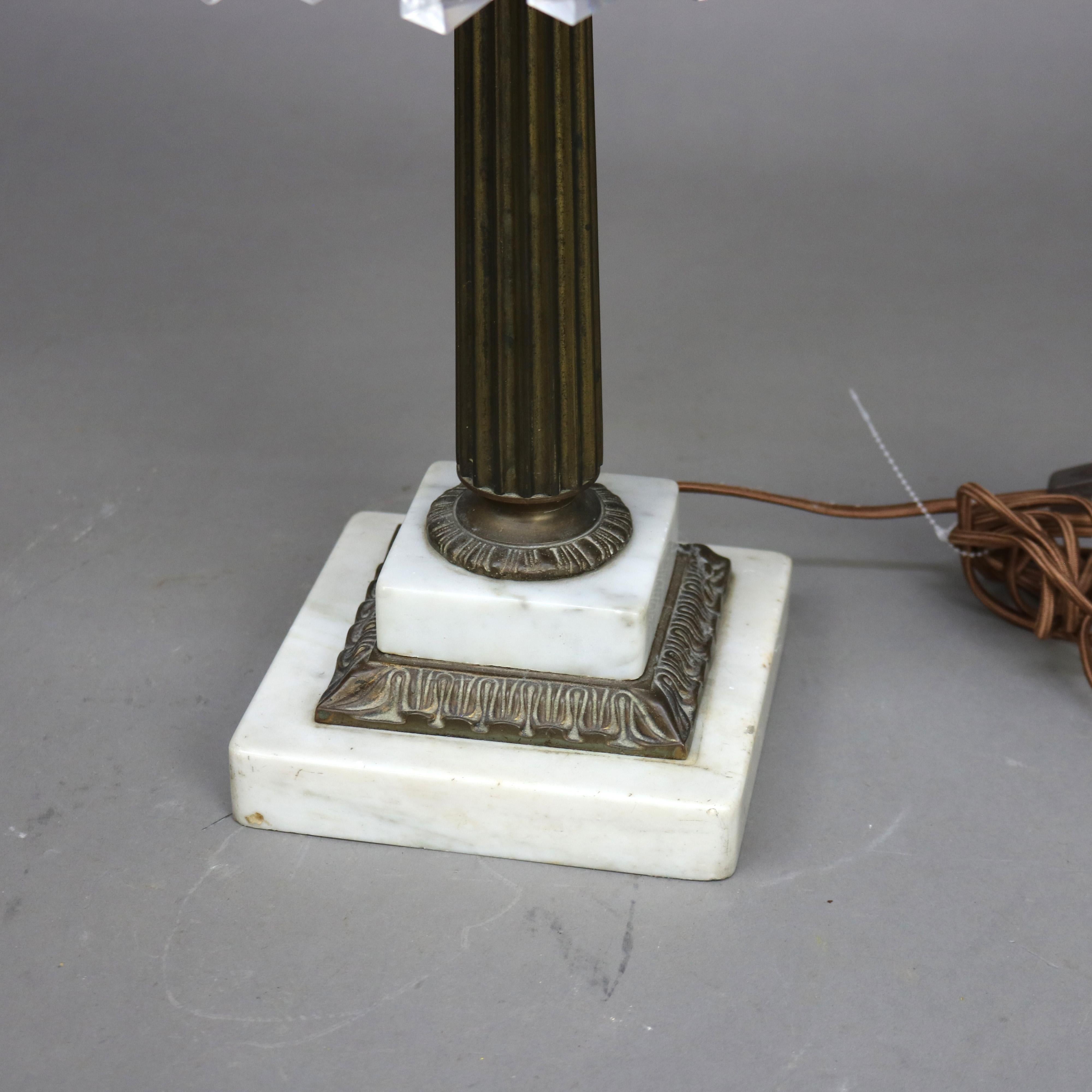 Cast Antique Cornelius School Sinumbra Argand Bronze & Marble Table Lamp c1840