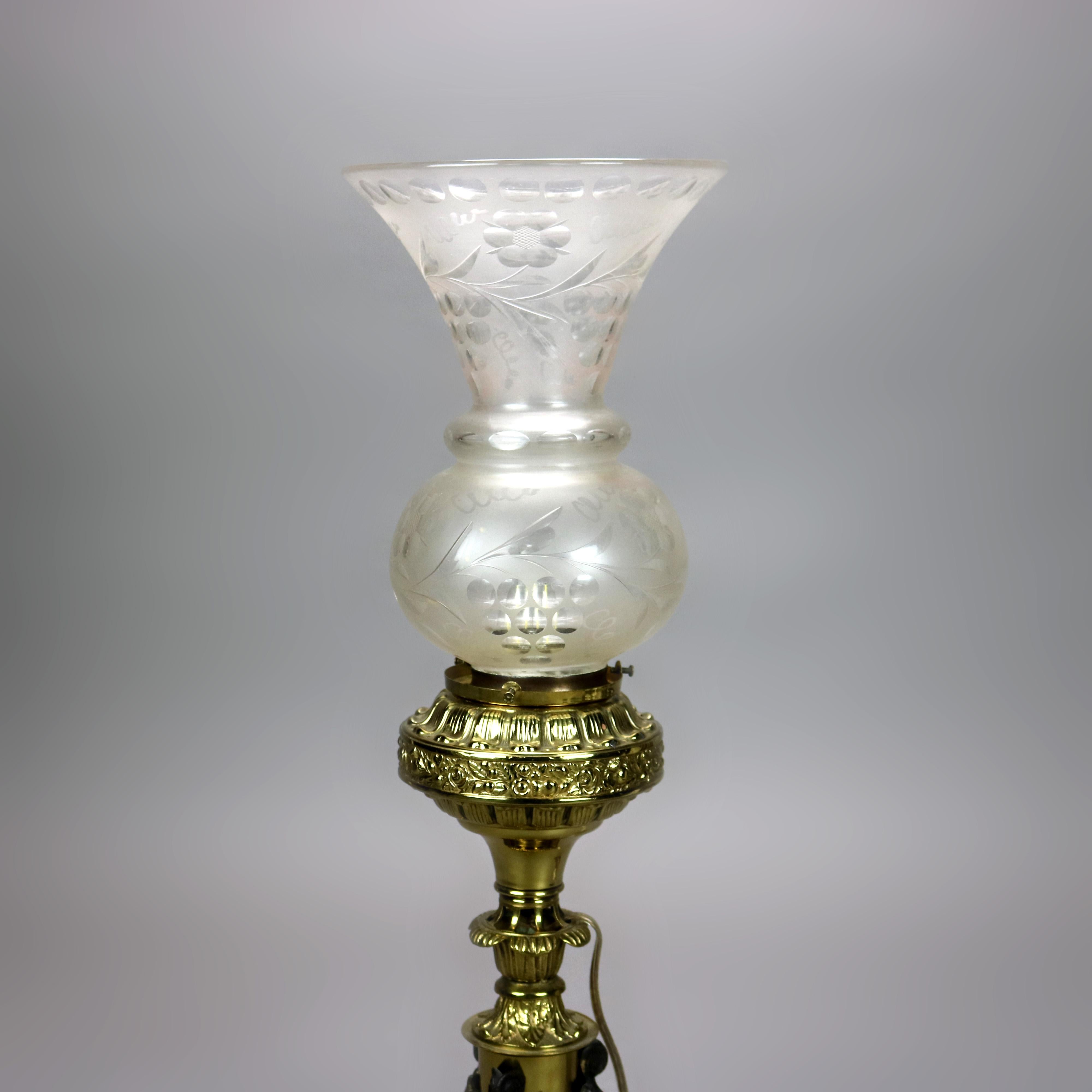 Antique Cornelius School Sinumbra Argand Figural Bronze Solar Lamp with Dolphins 2