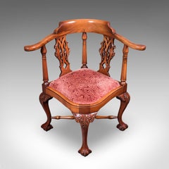 Poltrona angolare antica, Inglese, Sedile da toilette, Georgian Revival, Edwardian