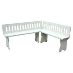 1940s Czechoslovakian Rustic Solid Oak Corner Bench